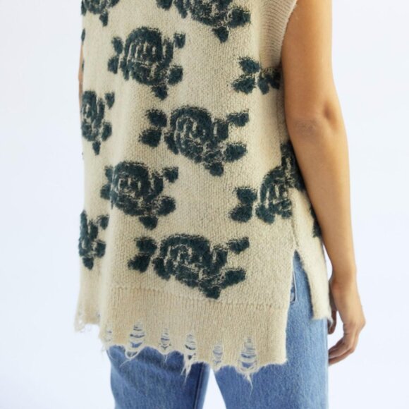 Anthropologie Distressed Boho Neutral Wool Blend Sweater Vest Size Small n47 - Picture 16 of 16